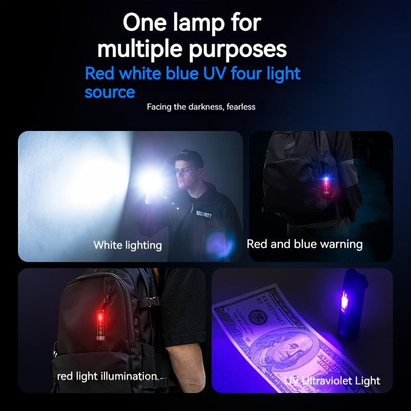 Philips Bright Mini Flashlight, Portable with Keychain Clip, UV Light Flashlight, Type-C Rechargeable, Essential for Night Commuting & Travel