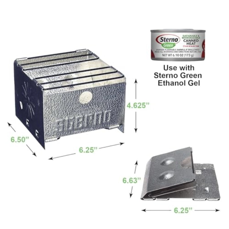 Sterno Folding Camping Stove - Portable Outdoor Cooker, Easy to Assemble, Ideal for Outdoor Picnics, Tailgate Parties & Emergencies - 1 Pack, Silver/