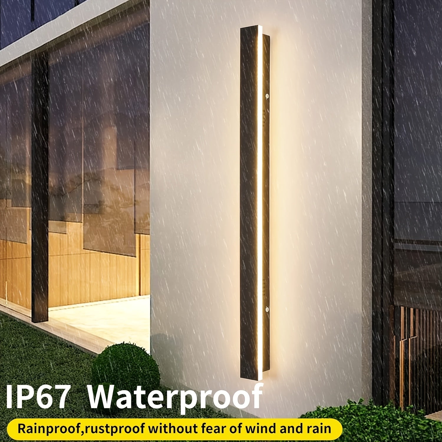 Modern Outdoor Wall Light, LED 3000K-6000K Dimmable Long Wall Light, IP65 Waterproof Exterior Fixture, Minimalist Style Wall Light, Suitable for Garage, Residential Hallway, with Remote Control