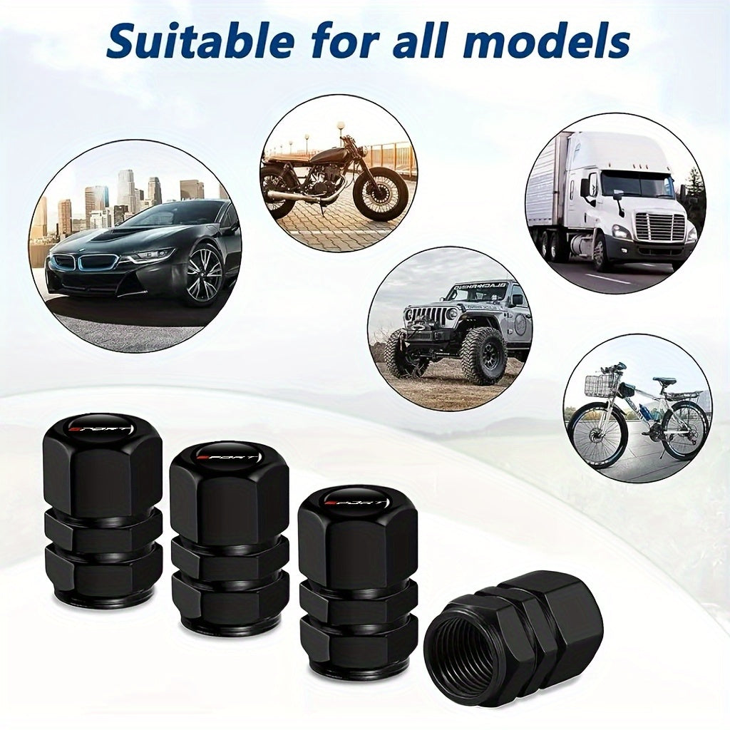 Aluminum Alloy Sport Pattern Valve Caps, Suitable for Motorcycles, Cars and Other Vehicles, Available in 4/8-Pack, First Released in 2025