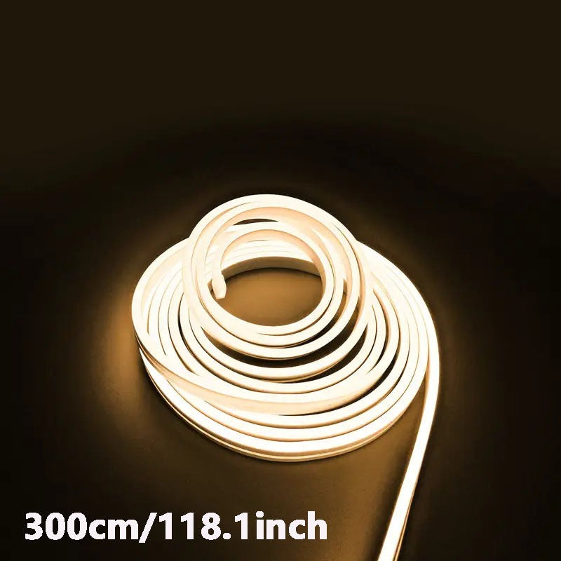 LQHZMYY 16.4英尺柔性LED霓虹灯带 - USB供电白色氛围照明，适用于室内外家居装饰、卧室、厨房、万圣节派对装饰（3.3英尺至16.4英尺），家庭内部灯光
