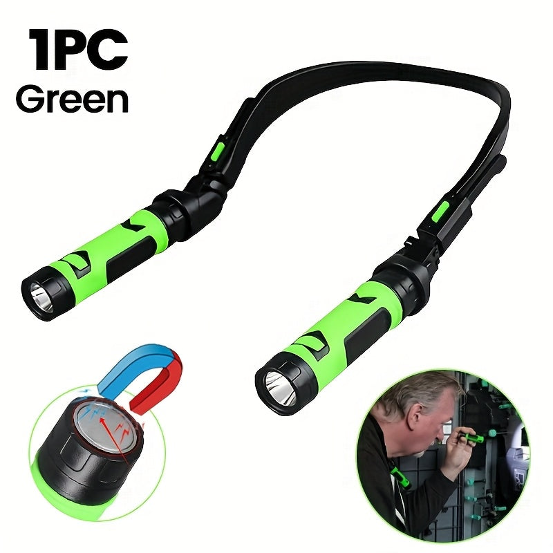 1PC MACROCOSM Hands-Free LED Neck Flashlight USB Rechargeable 380 Brightness Headlight 120° Adjustable Gooseneck Portable Light for Camping Hiking Running Dog Walking