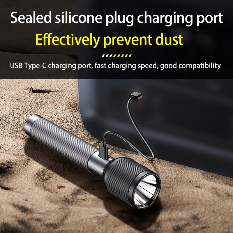 Philips 2243 High-Power LED Flashlight, 3000mAh Lithium Battery, Type-C Direct Charging, Aluminum Alloy Body, Ideal for Camping, Fishing, Hiking, Exploration, Work & Durable Outdoor Use