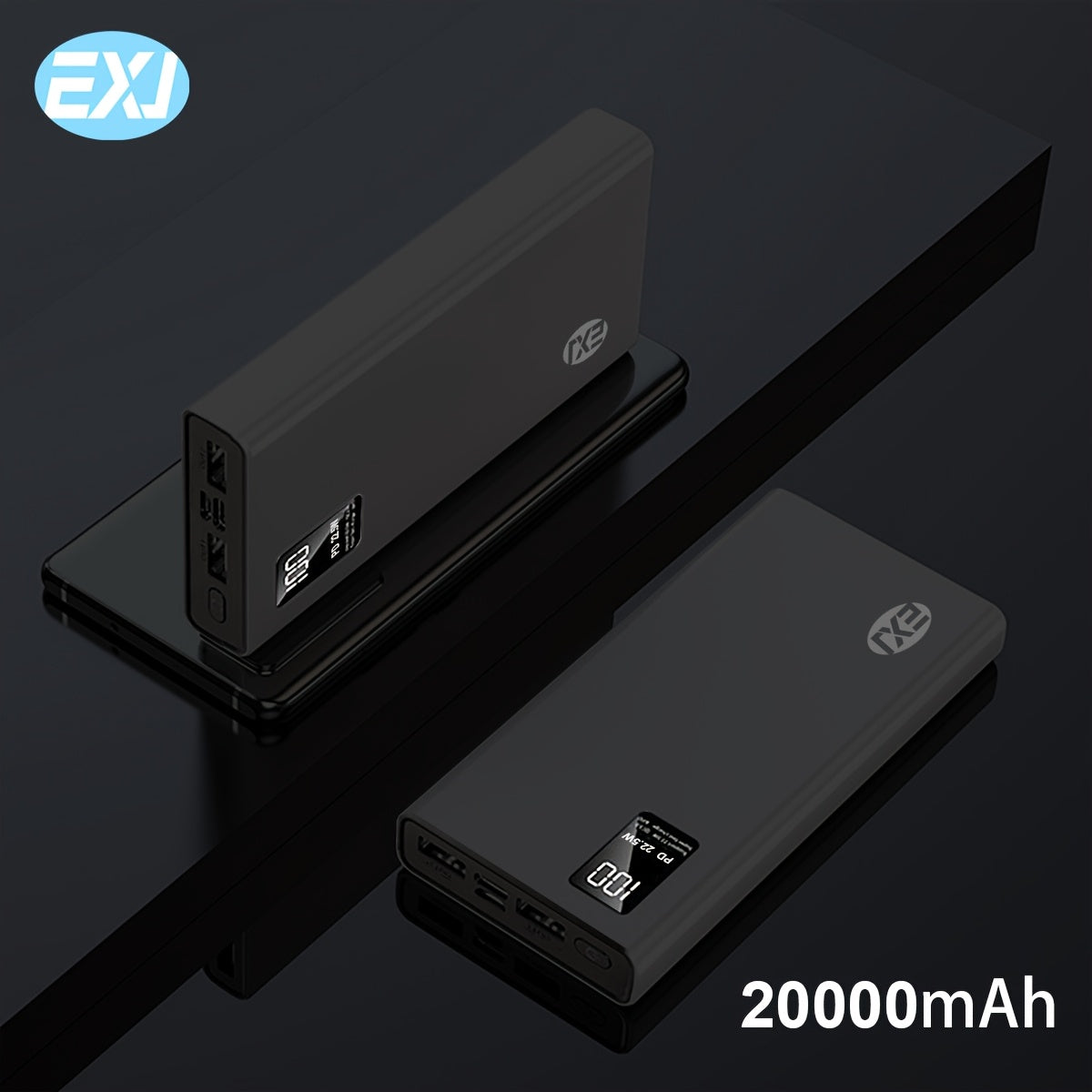 EXJ 22.5W Fast Charging Power Bank 10000/20000mAh LED Digital Display Dual USB Type-C Safe Lithium Polymer Battery Portable Charger Compatible with iPhone & Android Travel & Daily Use