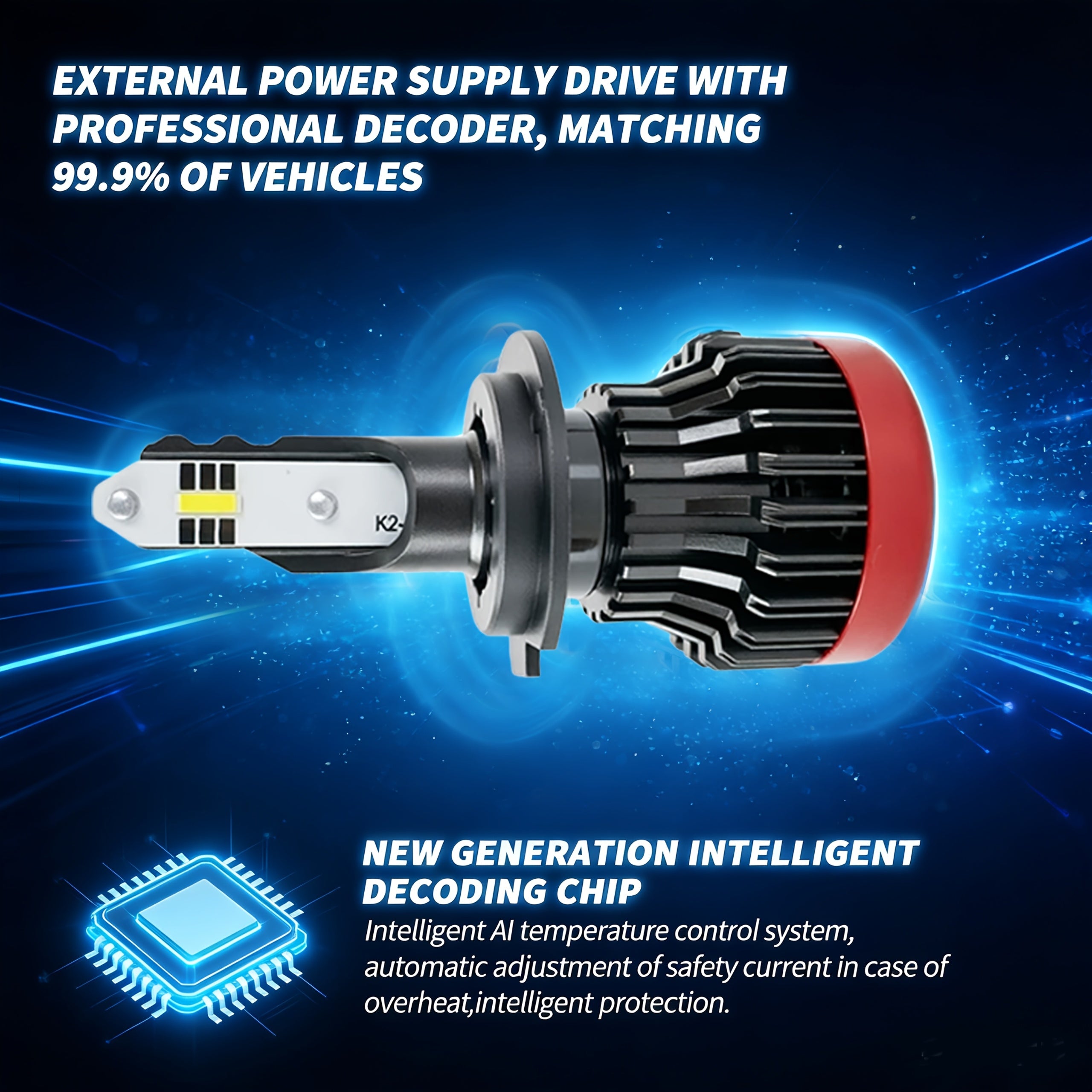 2-Pack Car LED Headlights H1 H3 H4 H7 H11 9005 Auto Light High/Low Beam LED Car Headlights, Plug-and-Play, Integrated High/Low Beam, Brightness Enhanced, CANBUS Compatible, No Battery Included