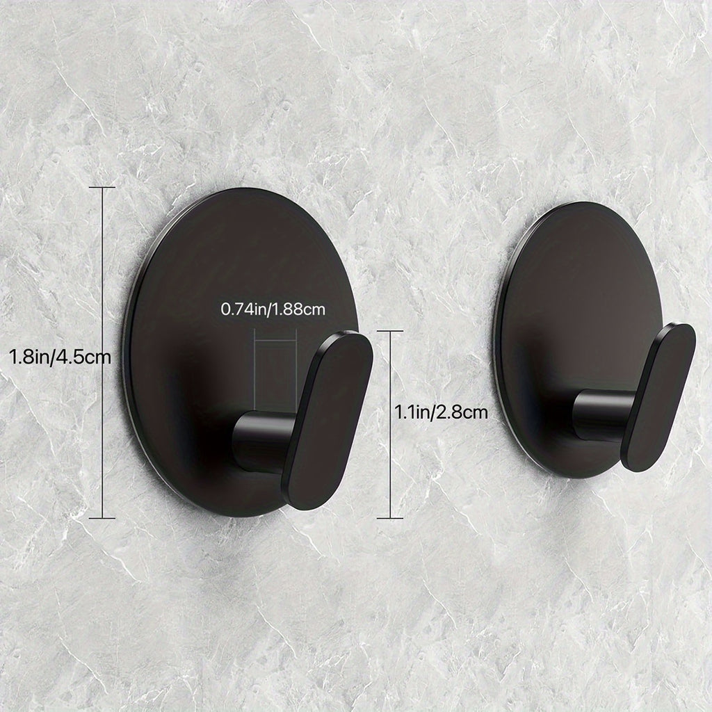 Modern Black Wall Hook - Easy Install Adhesive Towel Hook for Bathroom & Kitchen - Durable Robe, Clothes, Hat & Key Holder | Bathroom Accessories