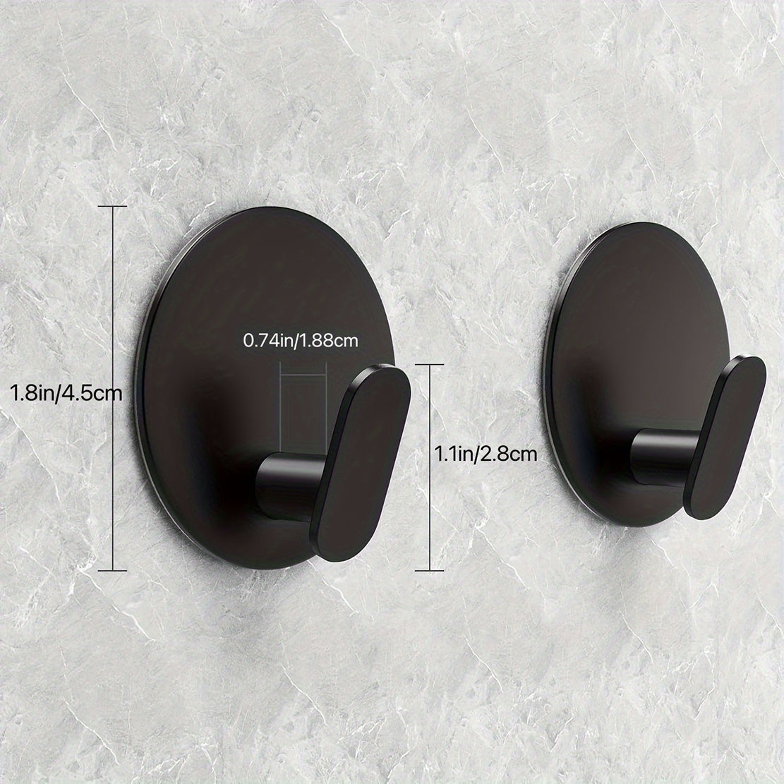 Modern Black Wall Hook - Easy Install Adhesive Towel Hook for Bathroom & Kitchen - Durable Robe, Clothes, Hat & Key Holder | Bathroom Accessories
