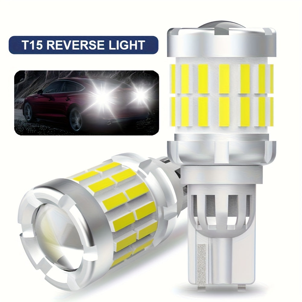 2Pcs LED Bulbs T15 W16W 921, Super Bright 21W 6000K White Light, Canbus Error-Free, for Car, Trunk and Taillight Upgrade, for Car Reverse Light Replacement, White
