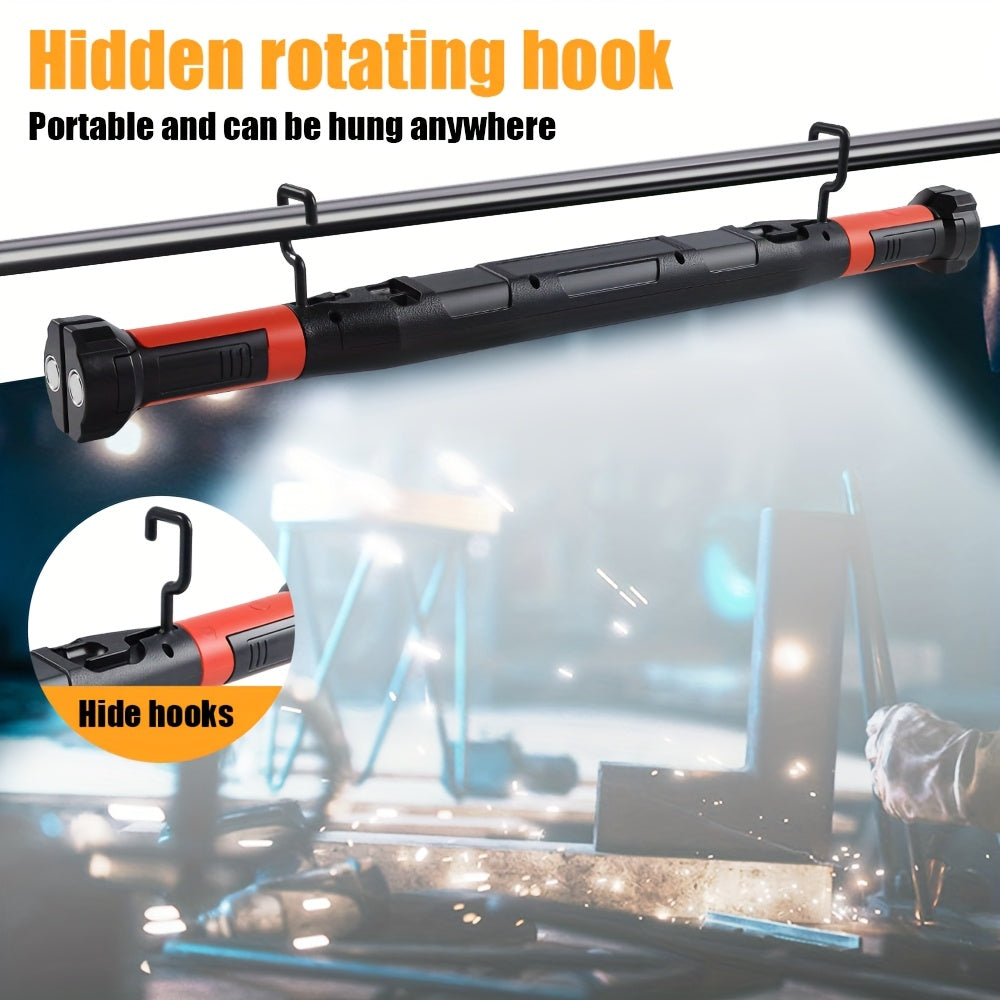 Kemielus Rechargeable LED Work Light Bar Magnetic Base IP44 Off-Road Vehicle Lamp High Lumens Portable Cordless Flashlight for Inspection Workshop Outdoor Emergency