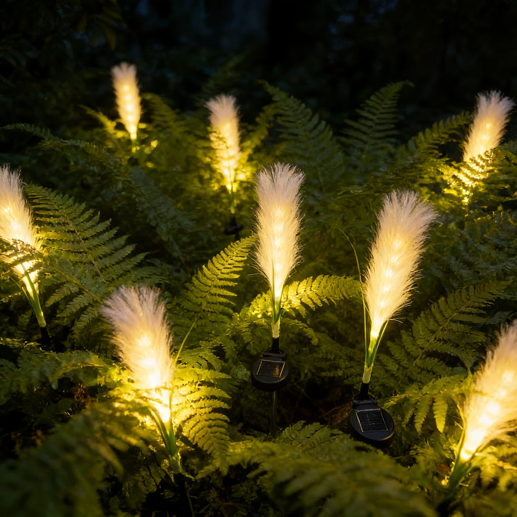 Summer Vibe Solar Reed Ground Light, Warm Light, Perfect for Courtyard Lawn Landscape Decoration, Outdoor Garden Lighting, Homestay Garden and Festival Decor