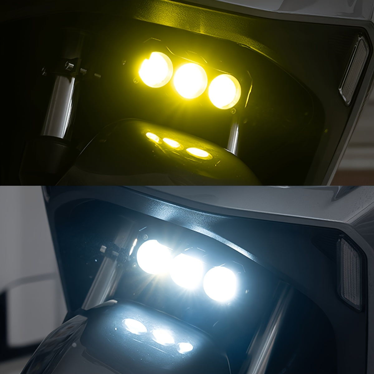 1件 摩托车LED驾驶灯 前方高亮度辅助照明灯 3模式 白黄 工作灯 12V 适用于 ATV SUV 拖拉机 越野车 汽车 摩托车配件
