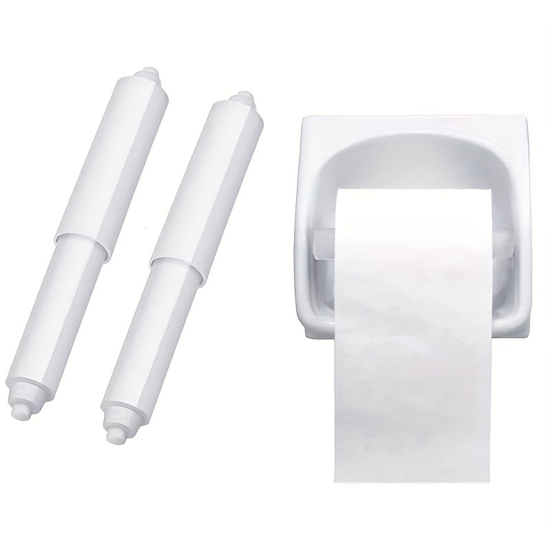 2-Piece White Adjustable Toilet Paper Holder Spring - Durable Plastic Replacement Roller, Easy Installation, Smooth Sliding & Rolling Replacement | Functional Decor | Spring Mechanism, Toilet Paper Roll Holder
