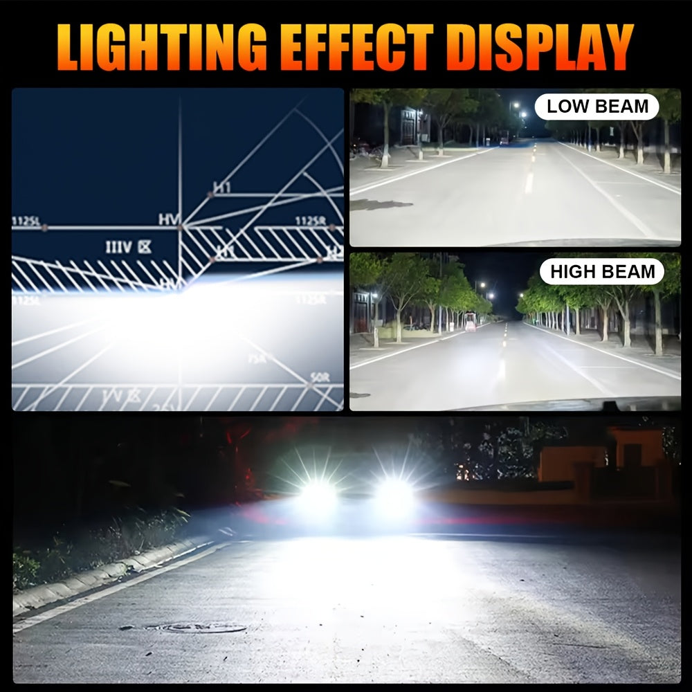 2pcs 9006 9012/HIR2 Super Bright LED Headlight Bulbs for Car, 54800LM, 7500K, 1000% Brightness, 360° Beam Angle, Plug-and-Play, Compatible with H1 H4/9003/HB2 H16/H9/H8 9005, 9570 CSP Chip