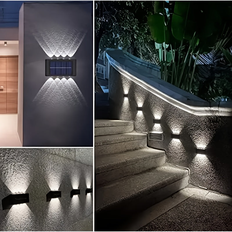 1-Piece 8-LED Solar Up and Down Wall Light, IP44 Outdoor LED Path Light, Suitable for Garden, Lawn, Courtyard and Fence Decoration – Light Up Your Courtyard with Solar Energy