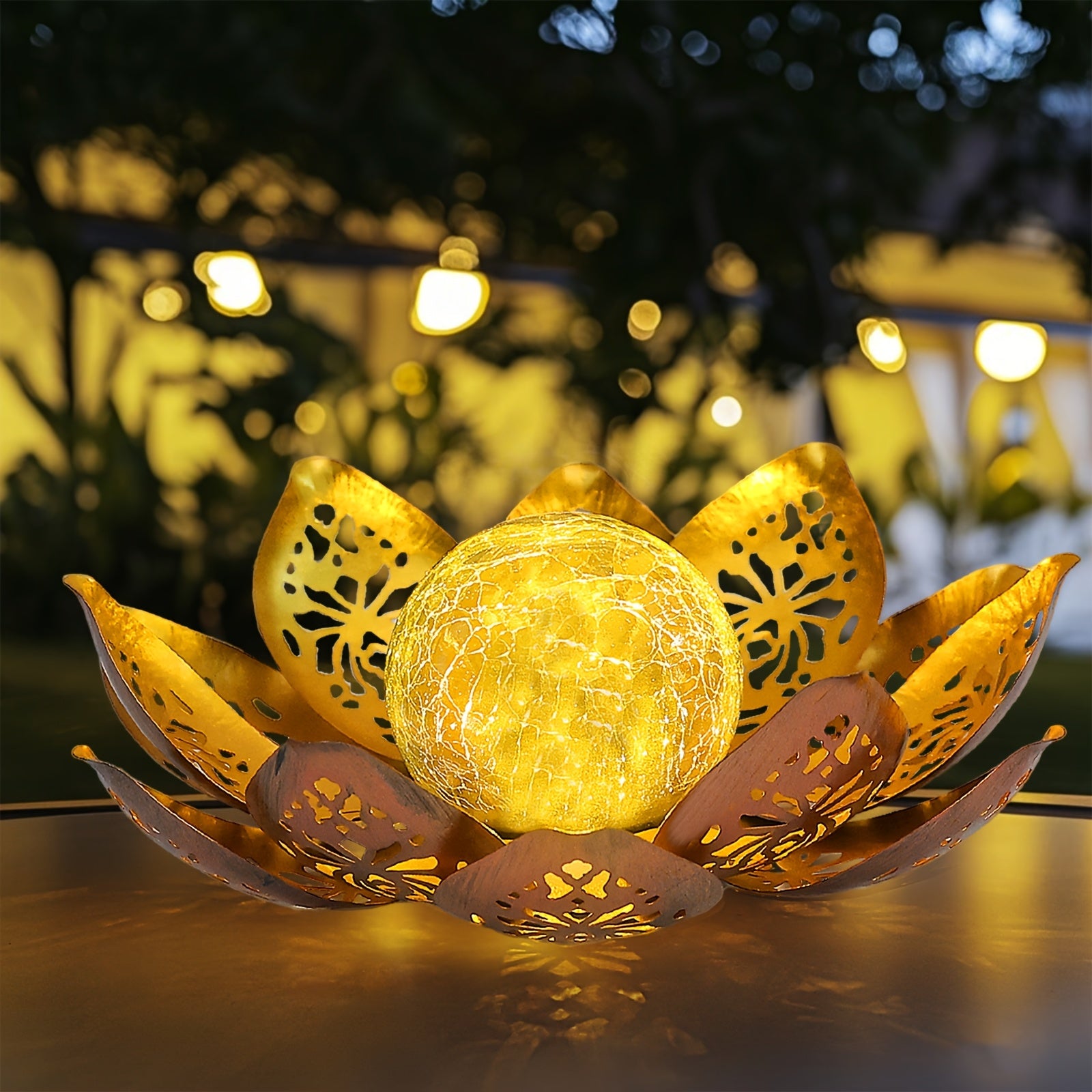Solar Courtyard Light Outdoor Decoration - Bright Lotus Table Lamp, Solar Light for Courtyard Pathway Courtyard Balcony Exterior Decoration