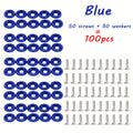 100pcs Aluminum Alloy M6×50 Car Modification Decorative Bolts, Fender/License Plate/Engine Bay Decorative Nuts, Multiple Colors Available, DIY License Plate Fasteners for Car Modification
