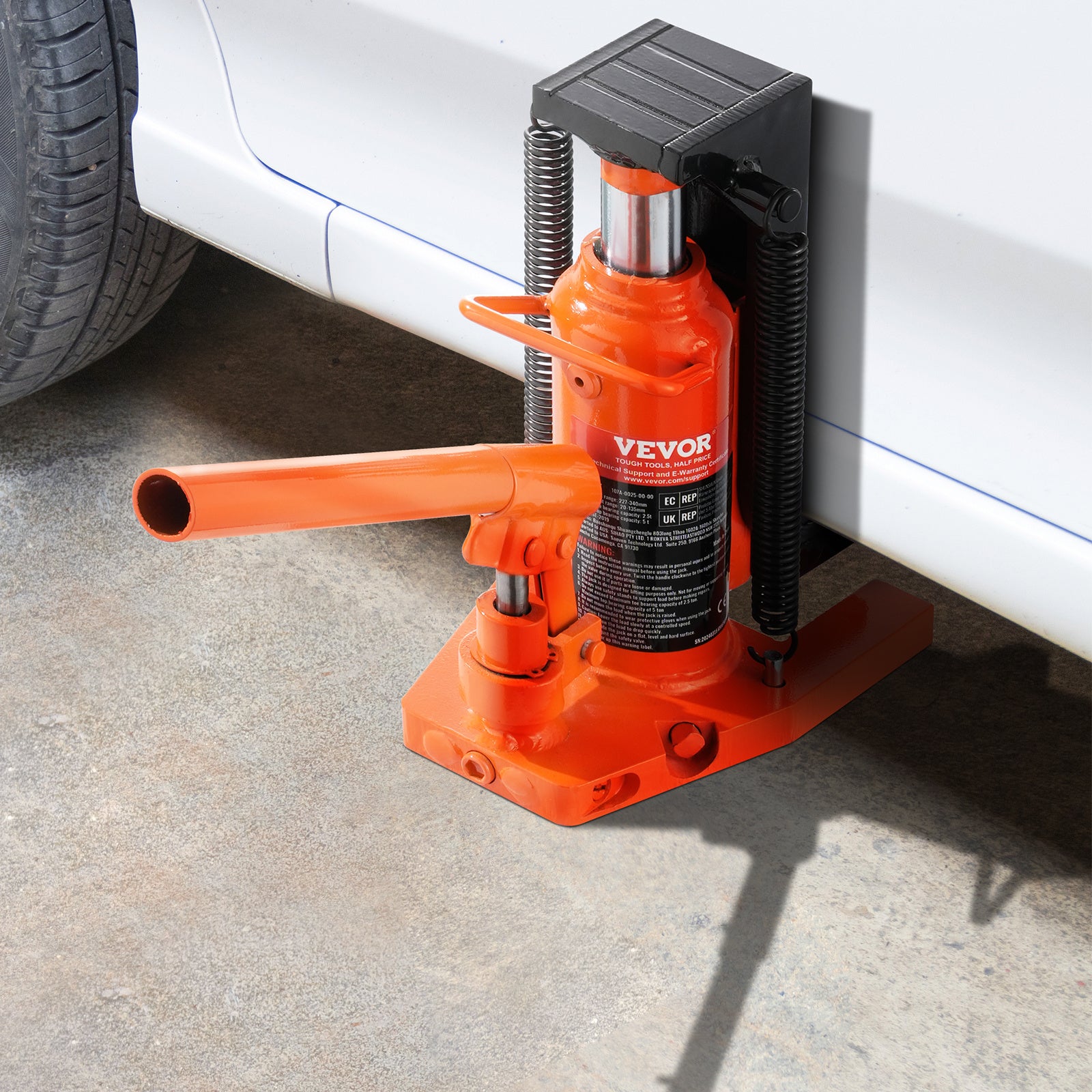 VEVOR Hydraulic Trailer Jack, 2.5 Ton / 5 Ton Trailer Jack, 5 Ton / 10 Ton Top Lift, 0.8-5.3 Inch Trailer Height, 8.9-13.4 Inch Top Height, Pneumatic Claw Jack for Machinery, Industrial Use