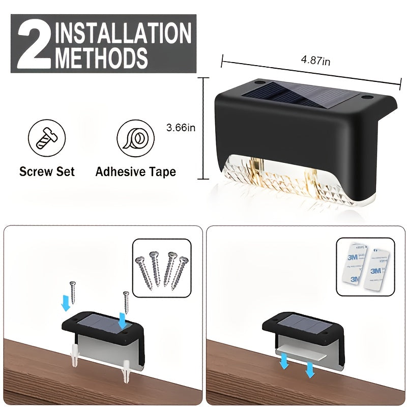 32/16/8/4 Pack Solar Outdoor Courtyard Light - Waterproof LED Warm White Landscape Lighting, Durable Matte Metal Finish, Auto On/Off Solar Light, Perfect for Stairs, Steps, Fences, Courtyards and Pathways, Sturdy Structure