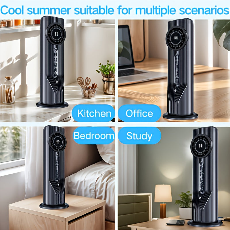 Feel Rapid Cooling in 3 Seconds! 6-Speed USB Portable Air Conditioner Humidifier Fan, Quiet Efficient Operation with 6-Hour Timer, Perfect for Home and Office Use