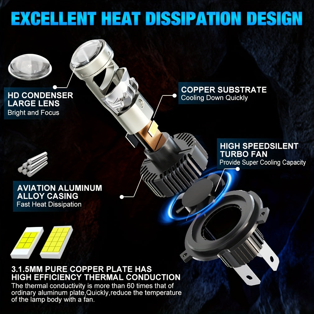 S&D High/Low Beam 150W H4 H7 LED Car Lens Headlight Bulbs, 40000LM H11 9005 HB3 9006 HB4 Car Lens Lights, Turbo LED Lights, Super Bright Car Headlights, Plug-and-Play, 12V, with Canbus, 2-Pack