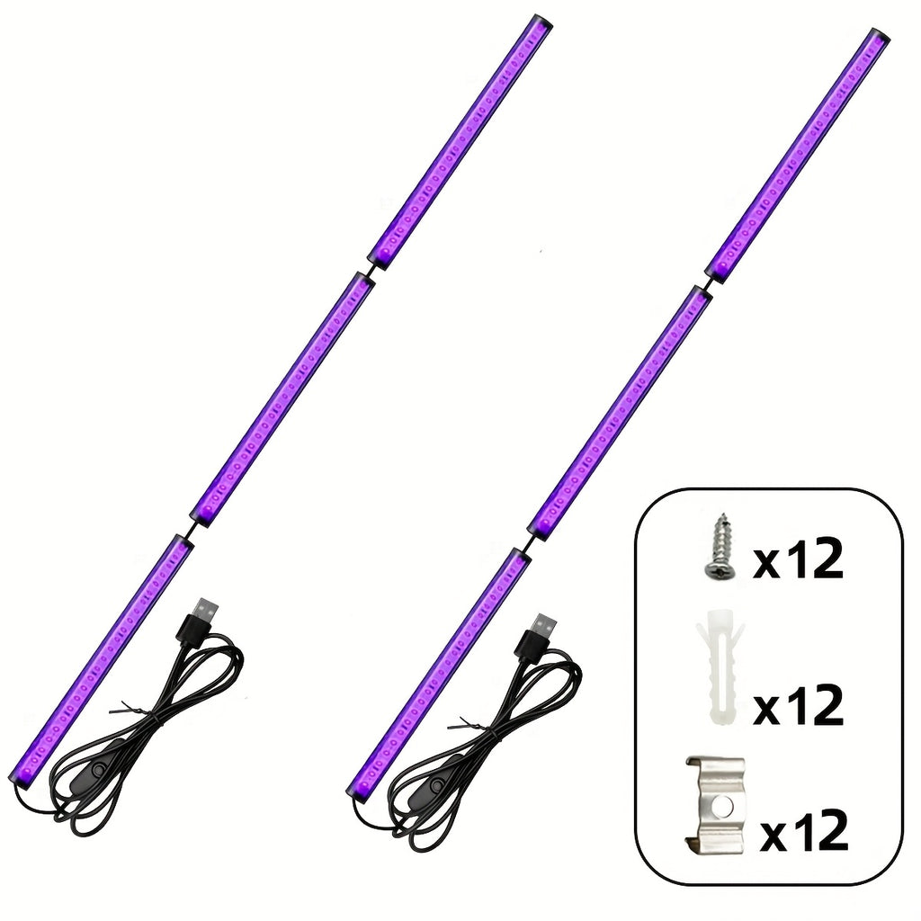 Splicing black light strip, UV black light tube, UV fluorescent light, DIY splicing light, suitable for gaming room ambiance light, Halloween, Thanksgiving, Christmas parties, disco, birthday, fluorescent posters, body painting, event scene lighting