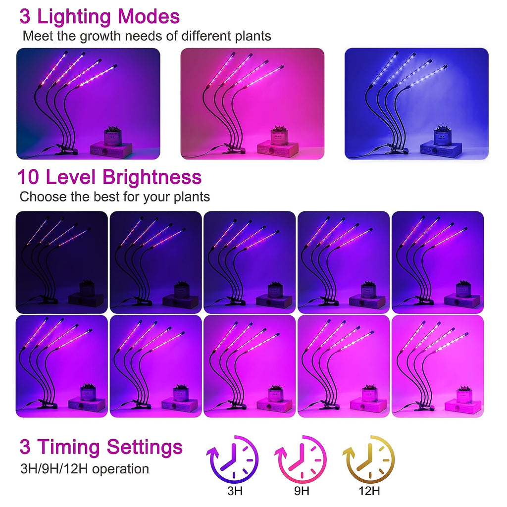Indoor LED Plant Grow Light, Full Spectrum & Red-Blue Dual Spectrum, USB Powered, 3/6/12H Timer, 15W Power, Dimmable Design, Ideal for Seedling Propagation, Indoor Plant Care and Greenhouse Cultivation, Valentine's Day Exclusive