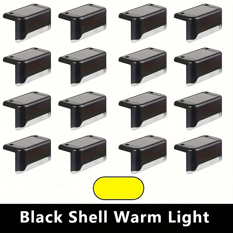 16 Pack Solar Deck Light Set, Solar Step Light LED Courtyard Decorative Outdoor Light, IP44 Waterproof, Suitable for Outdoor Railings, Stairs, Fences, Posts, Walkways, Courtyards, Gardens, Poolside - Perfect for Halloween and Christmas Decoration