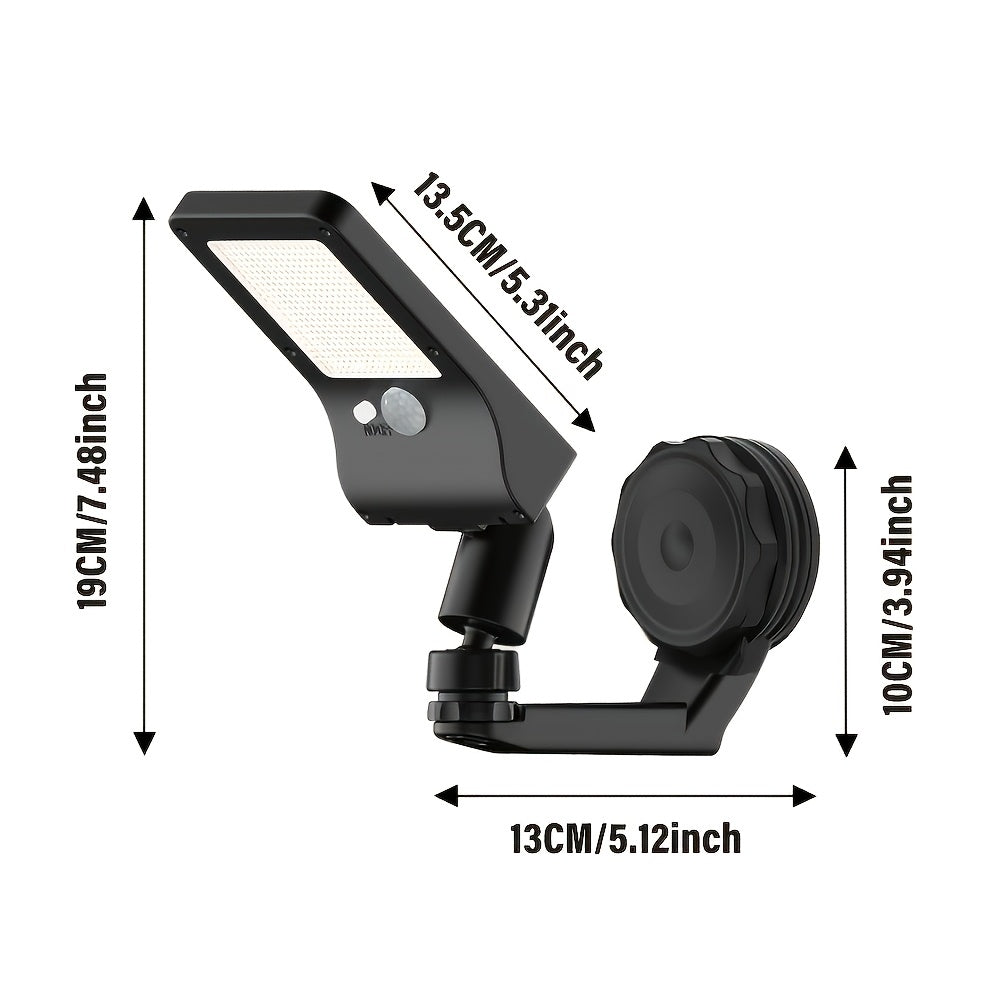 LED Solar Magnetic Light, IP44 3-Mode Adjustment, with Motion Sensor, 360° Rotatable Lamp Head, Easy Installation, USB and Solar Powered, Perfect for Garden, Porch, Camping, Emergency Lighting