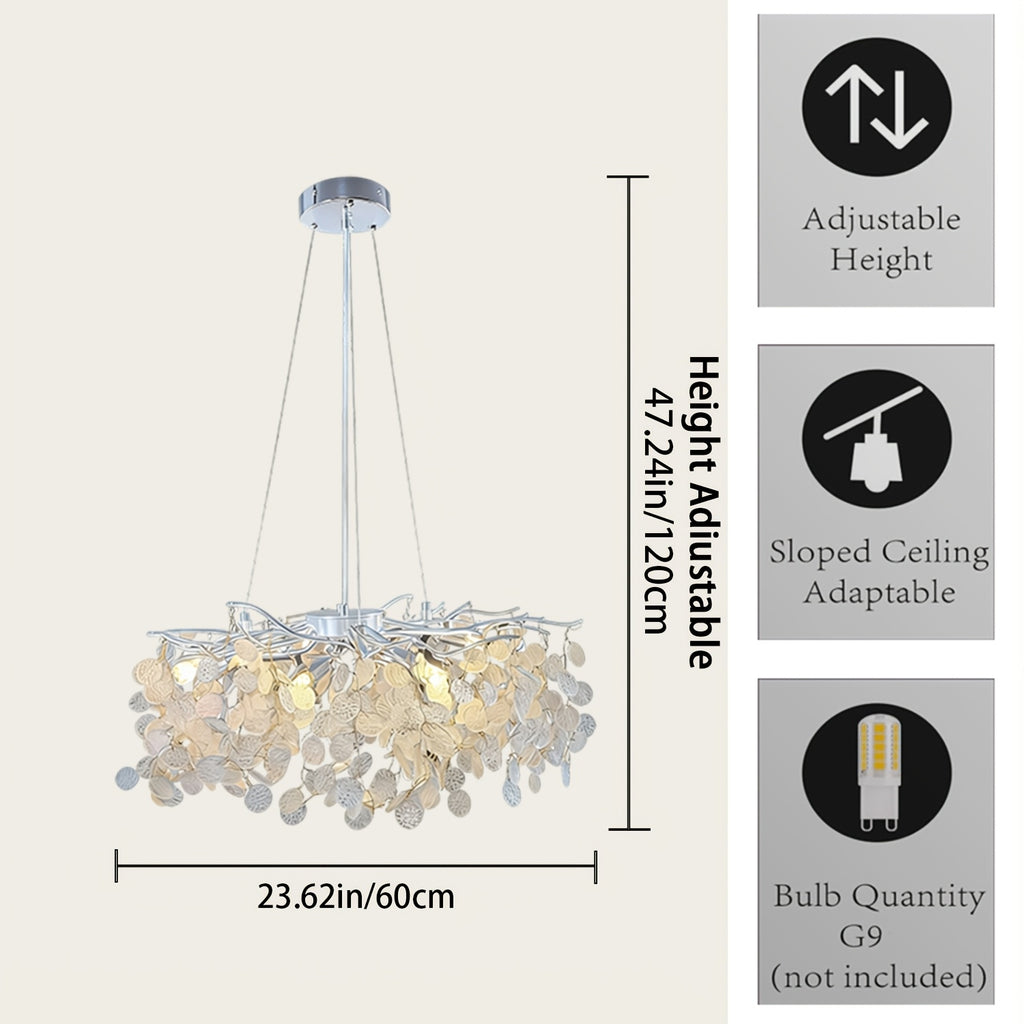 Round branch chandelier, crystal chandelier, shining bright light - suitable for living room, dining room, bedroom and other scenarios, G9 bulb socket (bulb not included)