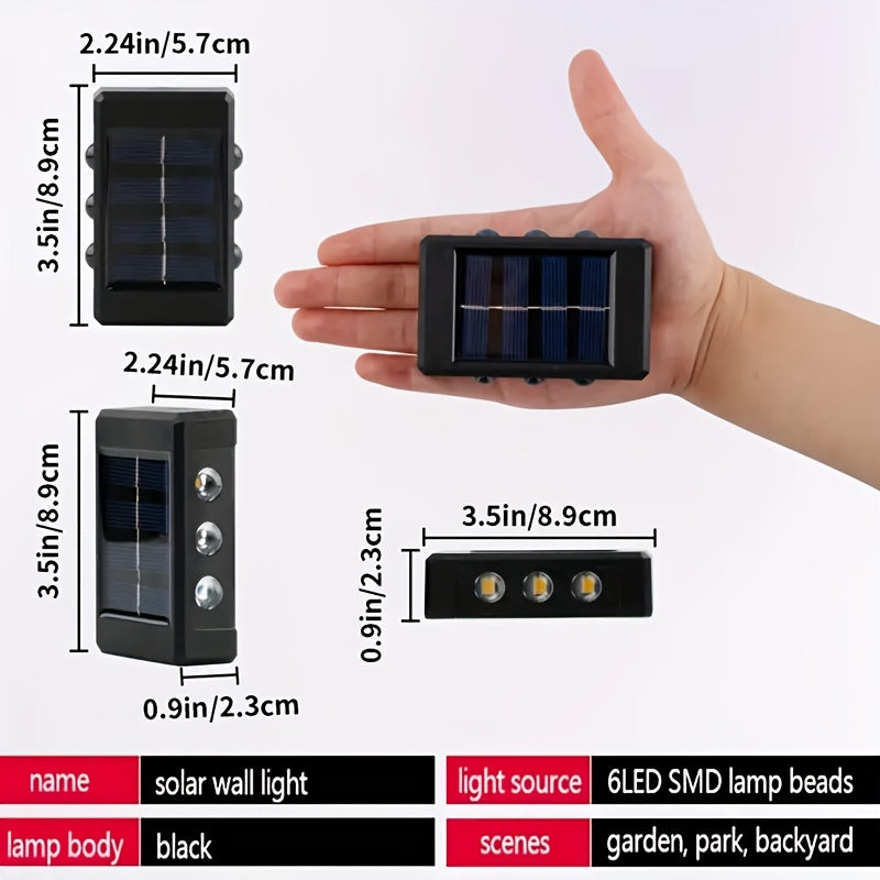 5-Piece Solar Wall Light Set, Dual Up and Down Light Source Design, Equipped with 6 LED Beads, Suitable for Ambient Lighting and Holiday Decoration in Various Scenarios such as Indoor Walls, Hallways, Outdoor Gardens, Villas
