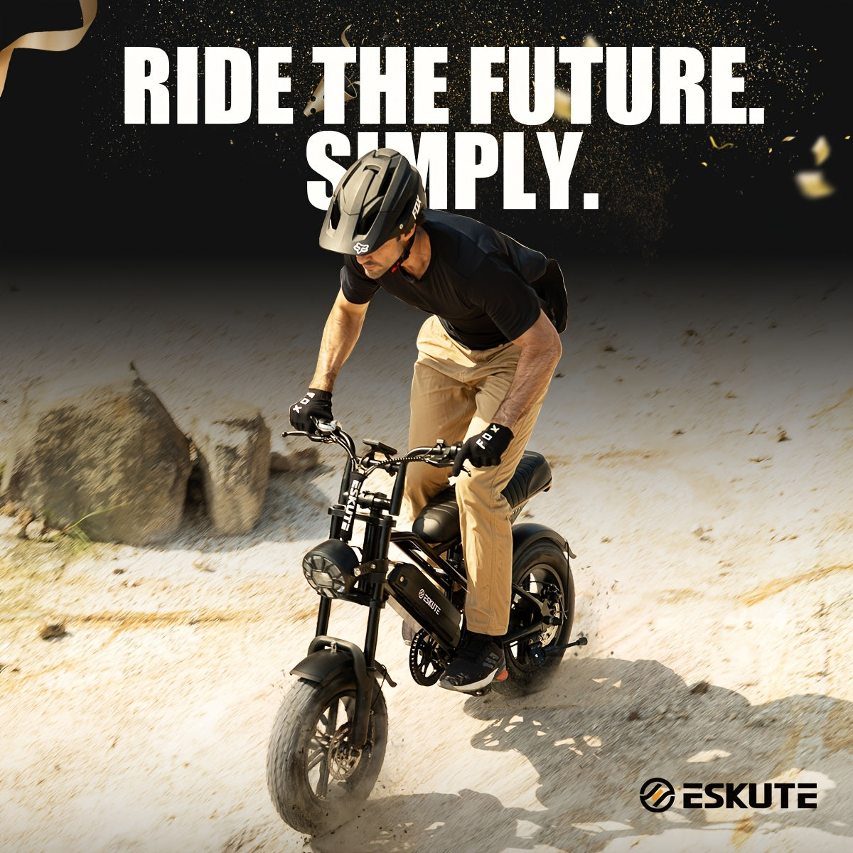 ESKUTE V100 成人电动自行车 | 749W 额定功率电机，27.9MPH 最高速度，最大行驶距离达 60 英里，16 英寸大轮，48V 13Ah 电池，7 速，全地形双悬挂，都市风格