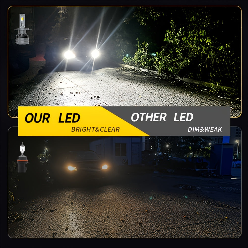2-Pack LED Car Headlights, 12V-24V, Compatible with H11/H7/H4/H1, 9005/9006/9012 - 6500K Cool White Light, 43800 Lumens, High/Low Beam, Suitable for Various Environments, No Battery Needed, 6570 CSP Chip
