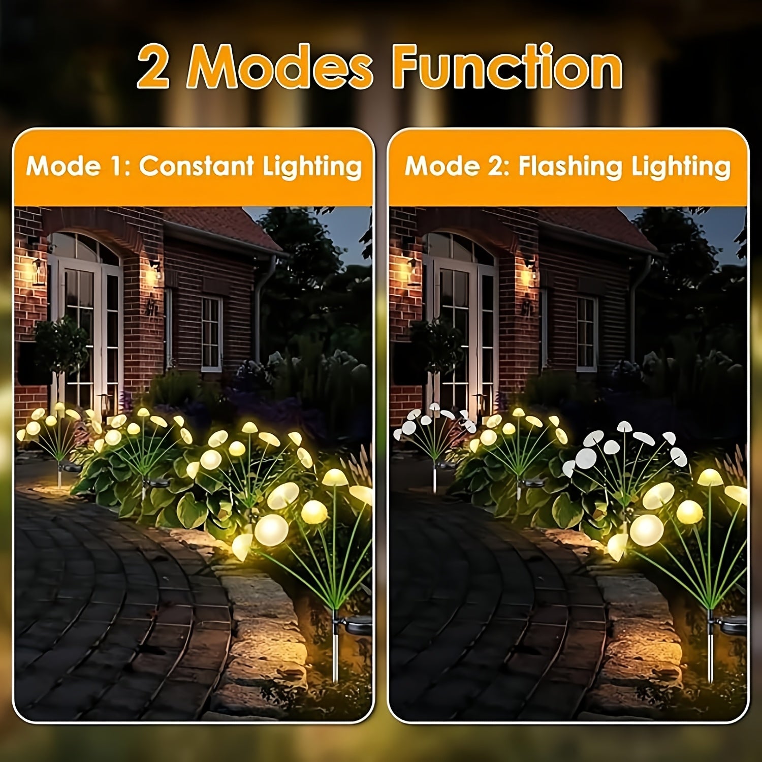 10 LED Solar Garden Mushroom Light 8/6 LED - IP44 Outdoor Courtyard Decorative Light, Perfect for Courtyard, Garden, Lawn, Pathway, Wedding & Festival Aisle Decoration