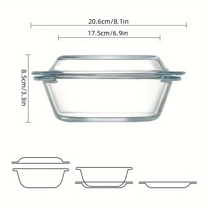 2-Piece Set (1 Plate & 1 Bowl) Household Transparent Borosilicate Glass Heat-Resistant Crystal Pot with Lid – Microwave-Safe Glass Bowl & Plate for Baking Rice Dishes – Great for Christmas, Valentine's Day, Halloween, Easter