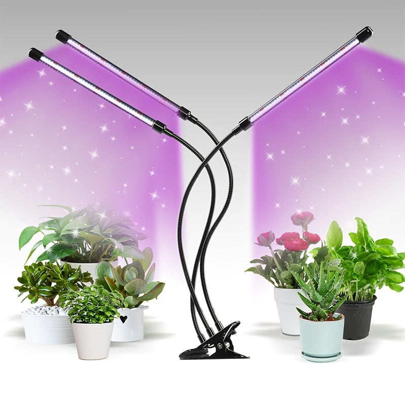 1/2/3/4-tube indoor plant LED grow light, 6000K full spectrum white light and red light, clip-on plant fill light, 5-level dimming, automatic timer switch (4, 8, 12 hours), USB powered, plant grow light