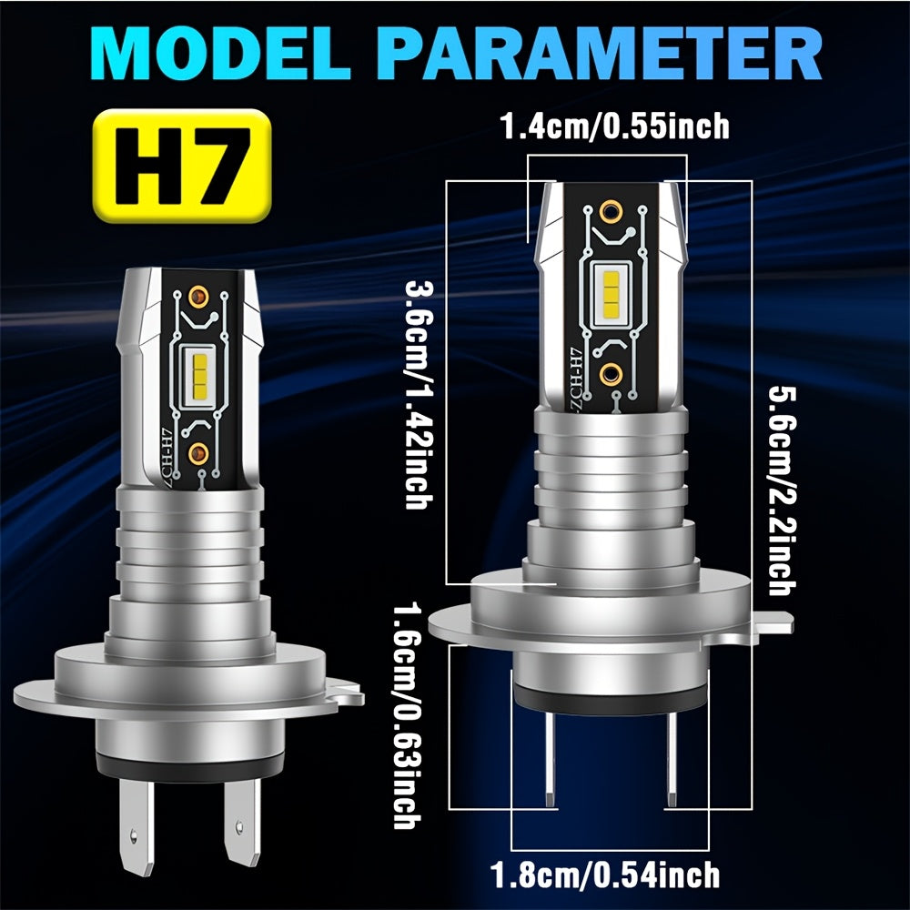 BULLVISION H7 LED Headlight Bulbs 2-Pack, 5570 CSP Chip, 6000K Super Bright Fog Light Bulbs, Plug-and-Play, 100W Car LED Light, 20000 Lumens, Designed for Cars, Trucks and Motorcycles, Super Bright H7 Bulbs