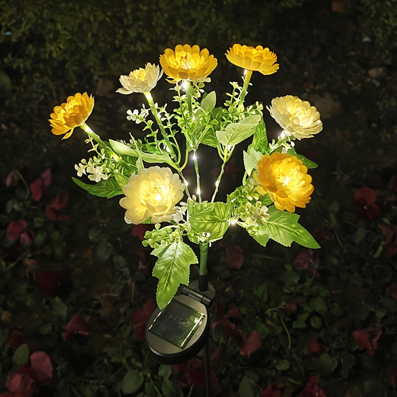One-Piece 7-Head Solar Snow Lotus Flower Light Outdoor Courtyard Decoration 42 LED Artificial Flower Light Valentine's Gift Lawn Light Suitable for Outdoor Courtyard Garden Lawn Courtyard Fence Driveway Pathway Decoration