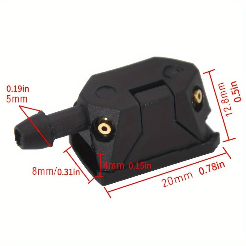 2-Piece Windshield Wiper Washer Nozzle Adjustable 4-Way Upgrade – Fits 8mm & 9mm Wiper Arms, Auto Replacement Part
