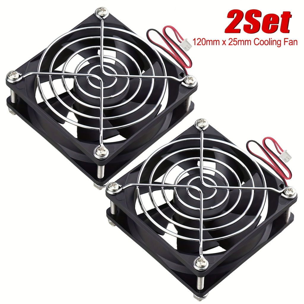 120mm×120mm×25mm DC 12V/24V Brushless Computer Case Fan, 2-Pin High Performance Cooling Fan