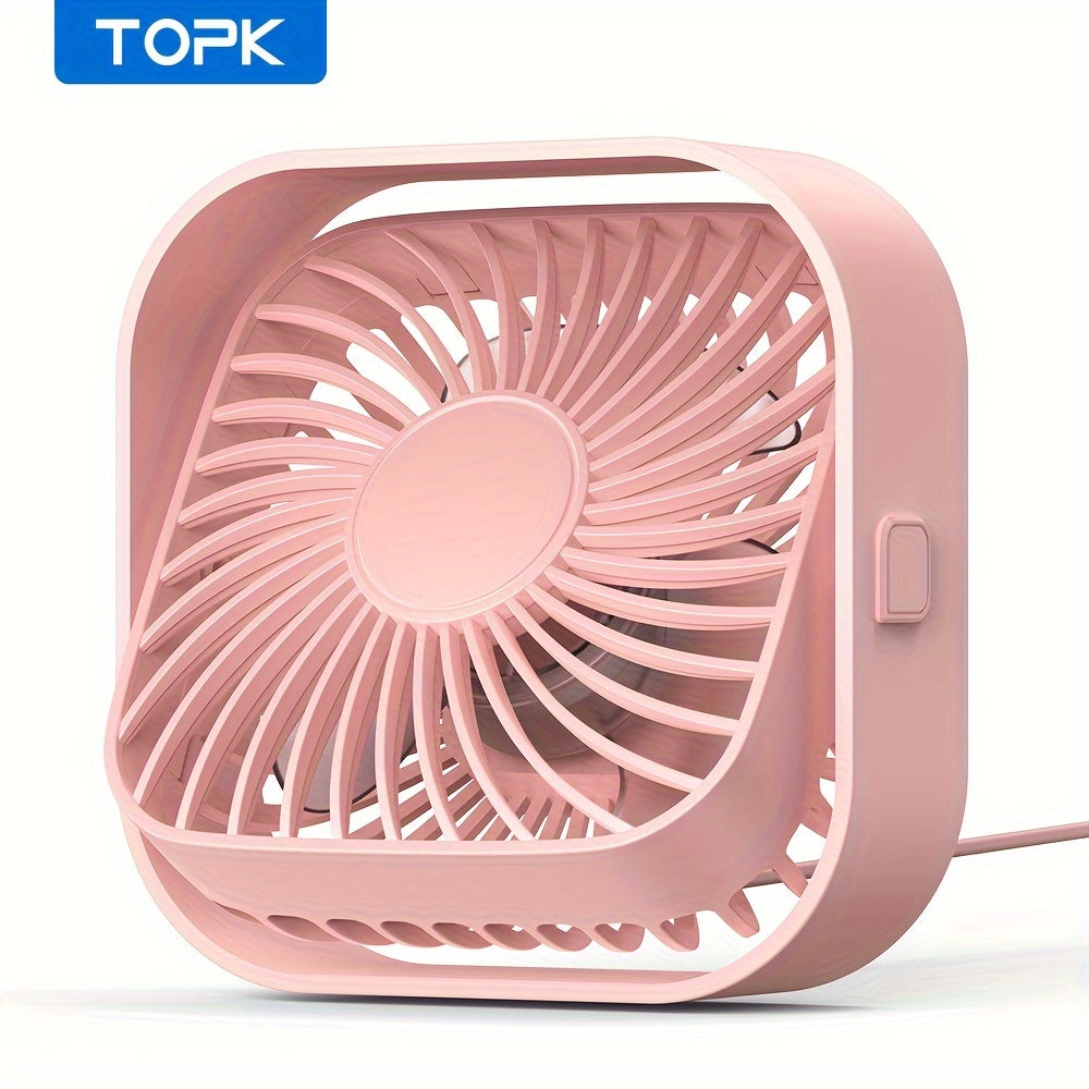 RV Fan, TOPK K51 Mini USB Desk Fan, Premium Brushless Motor, Quiet Operation, High Airflow, Elegant Design, Perfect for Bedroom or Personal Use on Small Tables