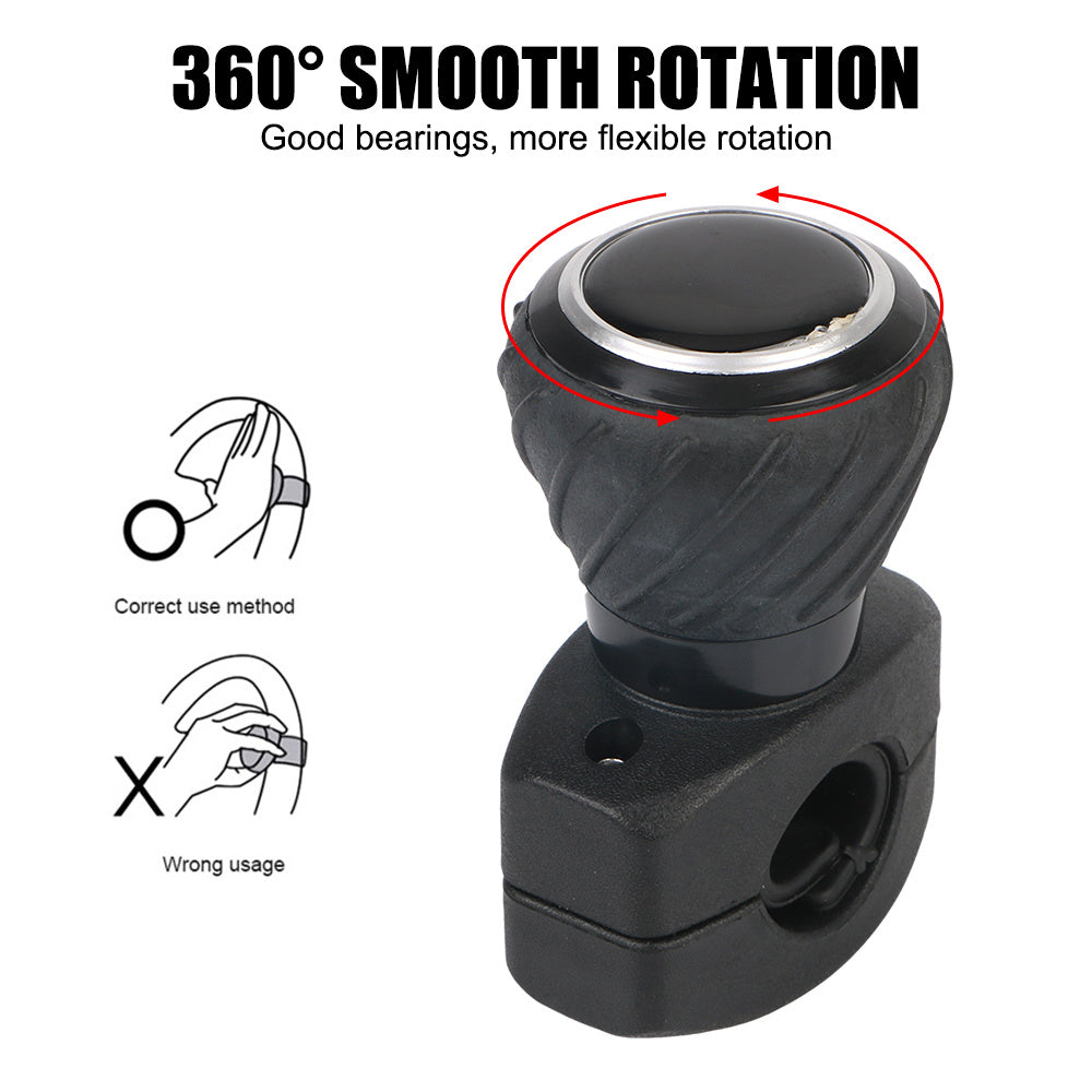 Steering Wheel Spinner Knob – 360° Rotation Car Steering Wheel Booster Helper, Universal Fit for Sedans, Trucks, Tractors, Forklifts – Rotating Grip Handle