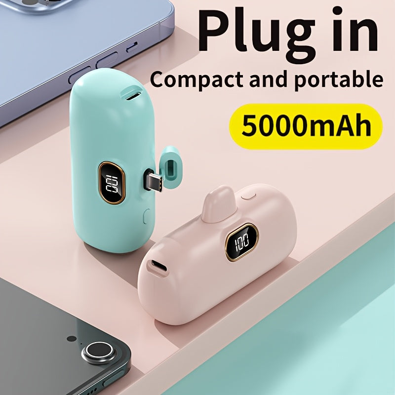 BYGP 5000Mah Portable Power Bank, a Compact Emergency Charging Solution, USB Backup Battery for Mobile Phones Featuring an LED Digital Display And Type-C Compatibility, Ideal for Iphones, Perfect As a Gift