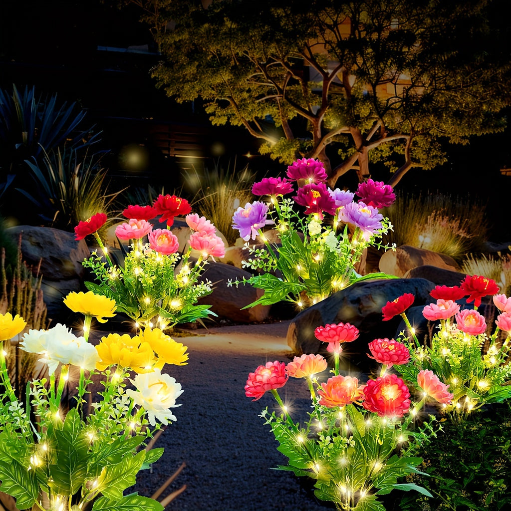 Five-Piece Solar Garden Light, Simulated Snow Lotus Glow, Outdoor Waterproof Flower Light, Outdoor Ambient Light, Suitable for Decorating Lawn, Garden, Path, Courtyard, Warm and Romantic Holiday Gift.