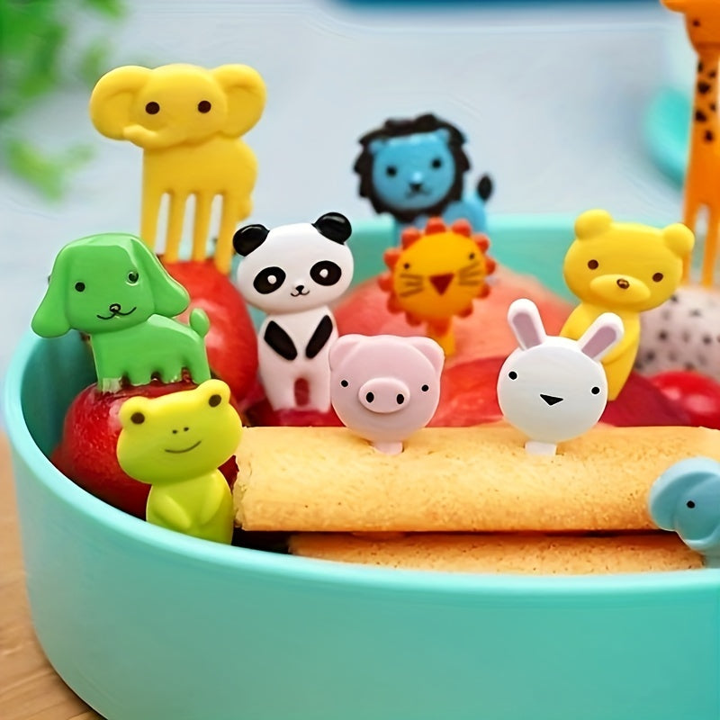 10-Piece Set Fun Animal High-Quality Fruit Forks – Durable ABS Material, Reusable Dessert Forks, Christmas Cutlery, Christmas Party Dessert Forks, Winter Dinnerware Set – Perfect for Winter, New Year, Easter Room Decoration