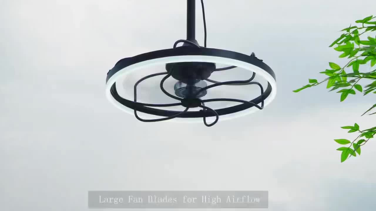 20 Inch Outdoor Ceiling Fan with Light, 6-Speed Dimmable Remote Control Ceiling Fan, Waterproof Reversible Ceiling Fan Light with Hook, Plug-In Caged Ceiling Fan for Porch, Gazebo, Patio, Pergola, Living Room