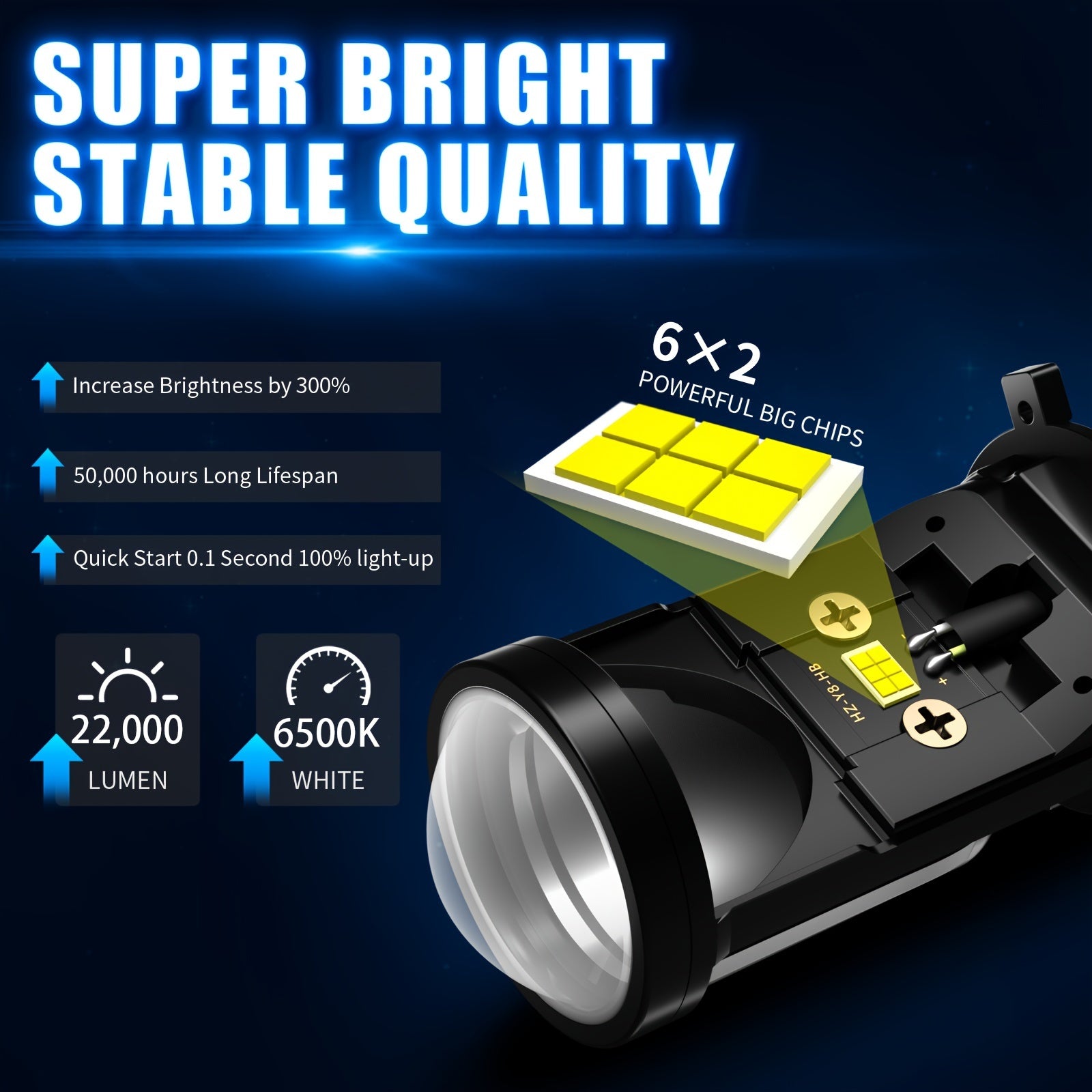 AILEO 2-Pack H4 LED Headlight Bulbs - 100W, 22000LM High/Low Beam, Turbo Fan Cooling, 6500K White Light for Car and Motorcycle