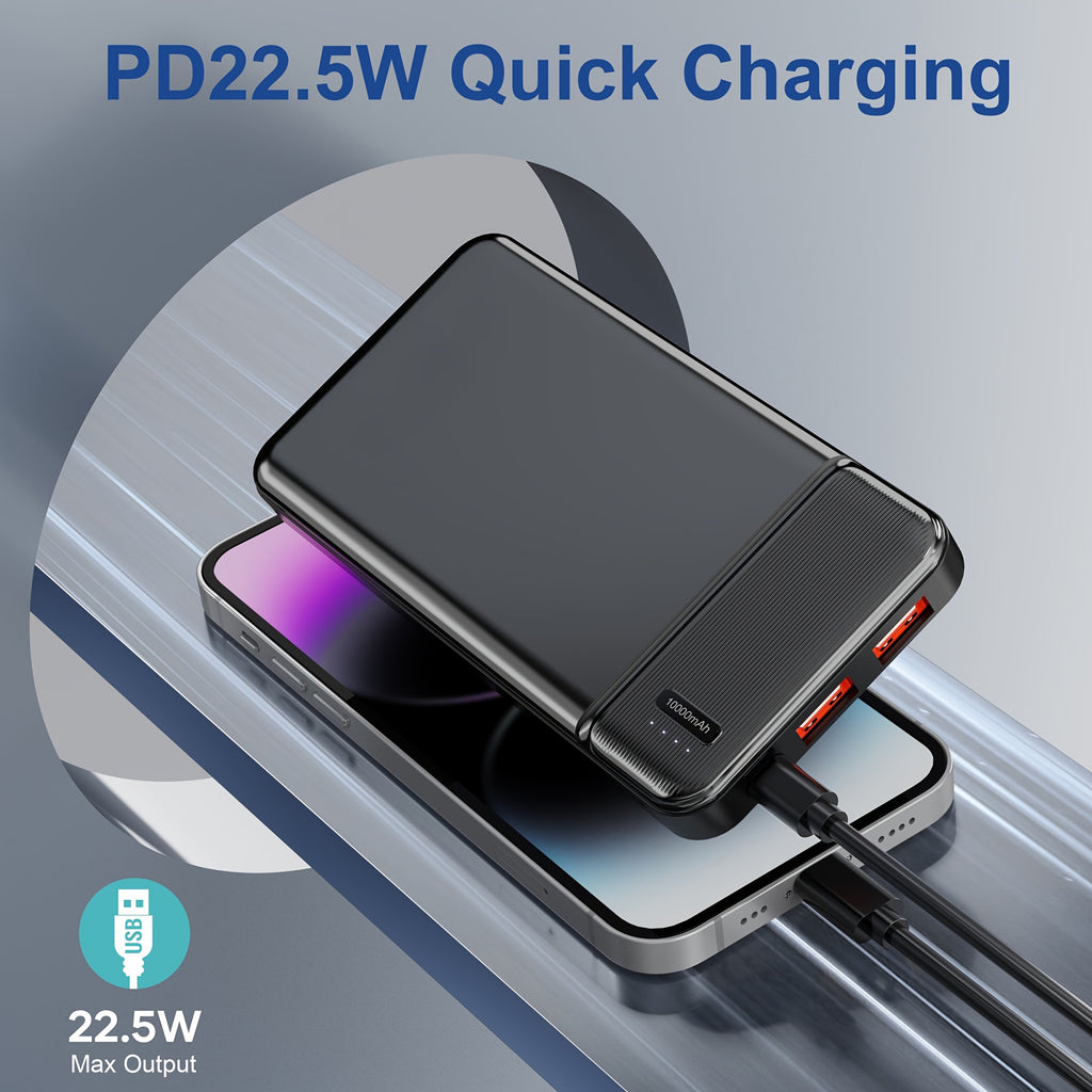 Power Bank 10000mAh PD 22.5W Quick Charging Portable Chatrger, Ultra-thin And Compact Battery Pack, Compatible With Phones, Tablets, Heating Clothes & Other USB Devices, Gifts Choice For Men Women