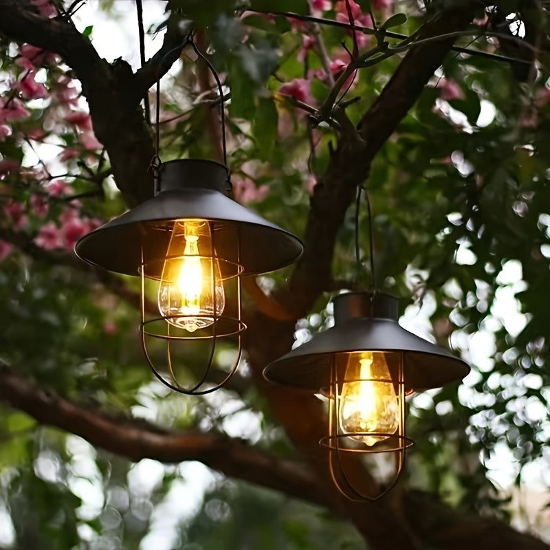 Solar Wrought Iron Courtyard Pendant Light Garden Landscape Lamp Courtyard Garden Balcony Decorative Chandelier Solar Courtyard Decorative Art