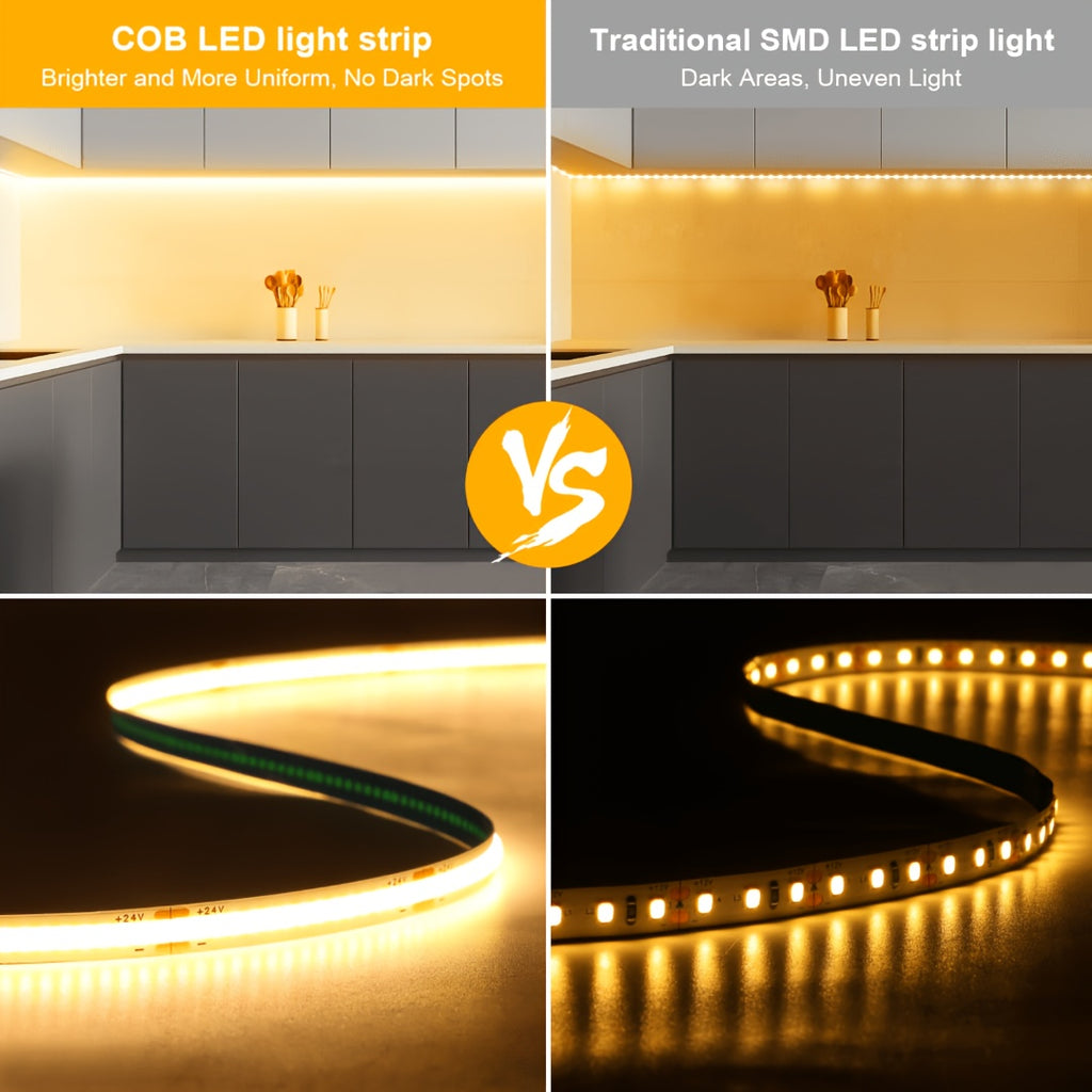 1个按键控制DC5V LED灯带 COB，带USB电源，柔性可裁剪粘性灯带，非常适合酒吧、展览馆、直播餐厅、派对、各种宴会展示和咖啡馆装饰