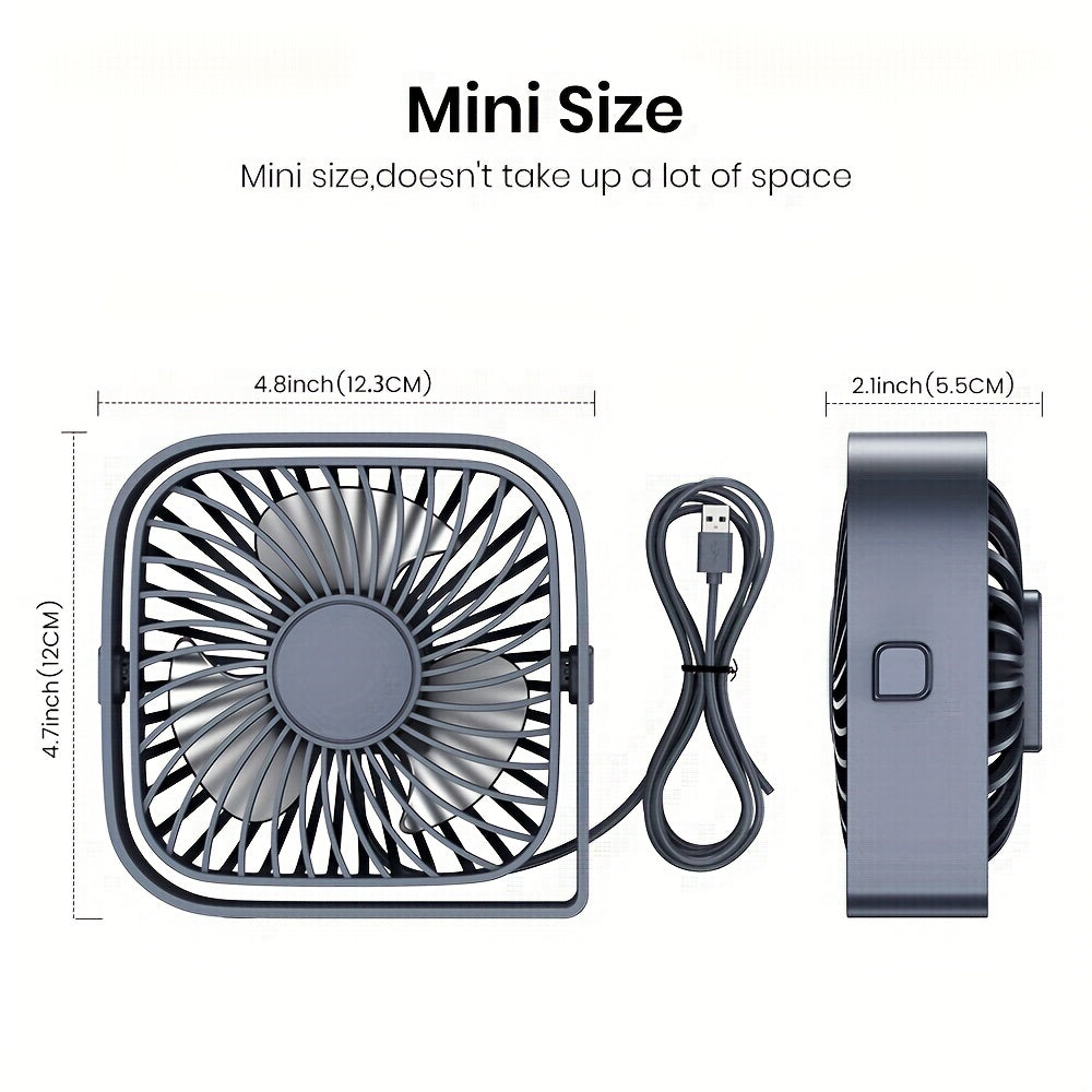Stay Cool & Comfortable Anytime Anywhere: Portable USB Desktop Fan with 3 Speeds and 360° Quiet Operation